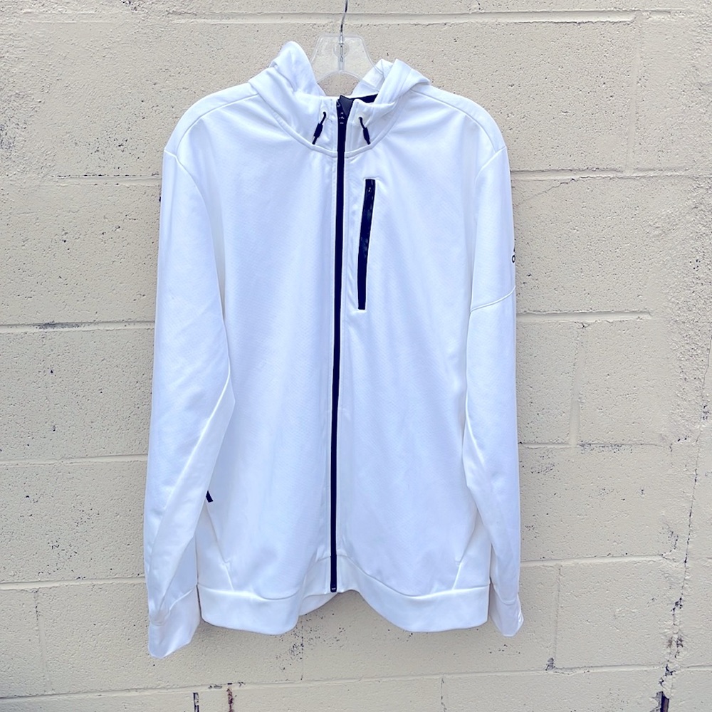 Adidas lightweight, zip front, hooded jacket.